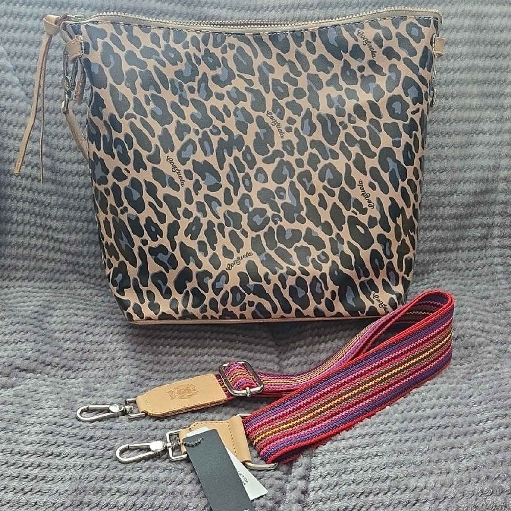 NWOT! Consuela Leopard Print Bag with Colorful Strap